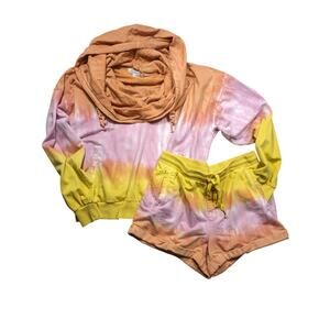 Young Fabulous & Broke Outfit Women's Medium Tie-Dye Hoodie Shorts Y2K